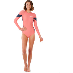 2021 Rip Curl tat D' Or Des Femmes Costume De Surf  Manches Longues Wlu3fw - Chaud Coral